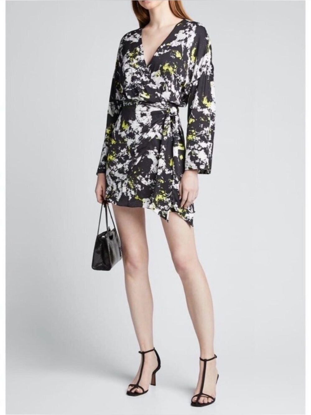 $398 Alice + Olivia Ophelia Faux Wrap Long Sleeve Minidress